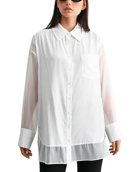 Luvee Mable Organza Contrast Oversized Shirt