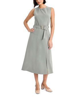 Luxely Luxely Jewel Neck Sleeveless Belted Midi Dress
