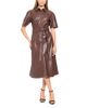 Luxely Luxely Short Sleeve Faux Leather Belted Midi Dress - 1