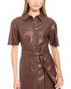 Luxely Luxely Short Sleeve Faux Leather Belted Midi Dress - 2