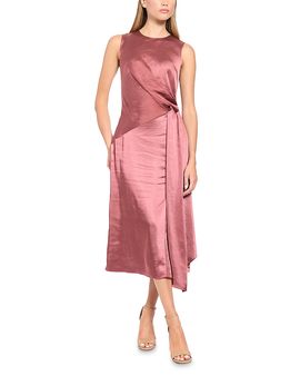 Luxely Luxely Sleeveless Satin Draped Dress