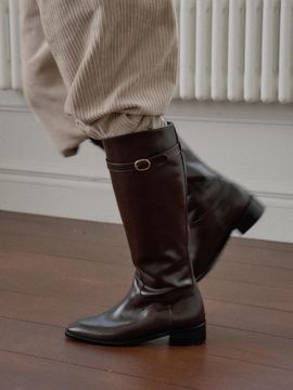 LVDWY Premium Leather Long Saddle Boots [BROWN]