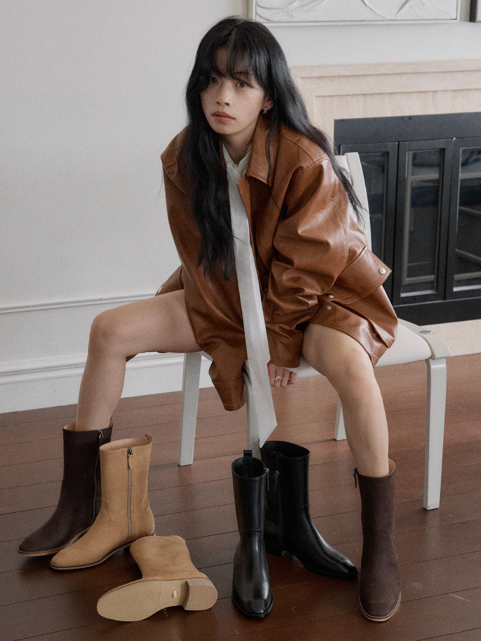 LVDWY Premium Leather Welt Midi Boots (3cm)
