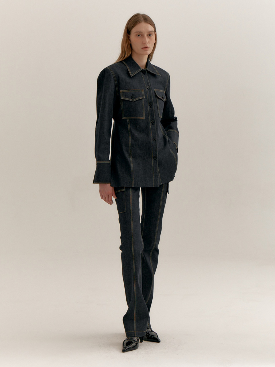 LVIR Denim Cargo Straight Fit Pants - Navy