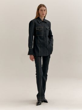 LVIR Denim Cargo Straight Fit Pants - Navy