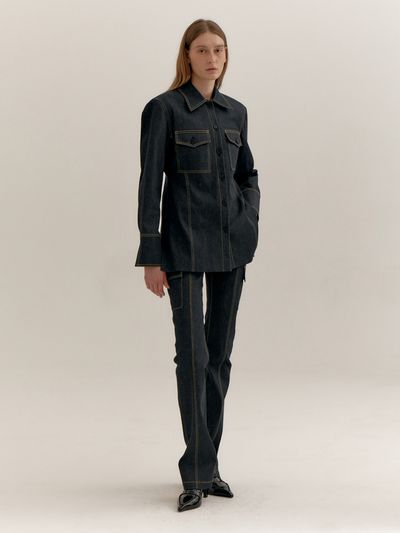 LVIR Denim Cargo Straight Fit Pants - Navy