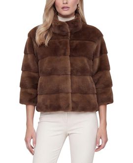 Lyla Grant Lyla Grant Faux Fur Mink Jacket with Cropped Sleeves