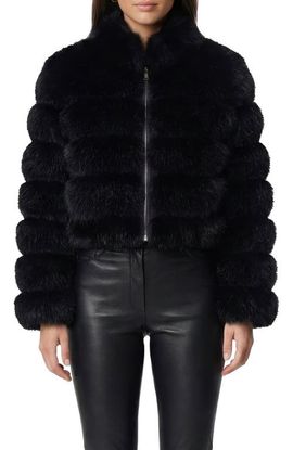 Lyla Grant Lyla Grant Fur-Free Fox (Faux Fur) Horizontal Zip Short Jacket