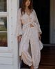LyreBird 100% Cotton Flannel Ruffled Sleeve Robe - 4