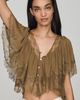 LyreBird Chiffon Lace Trim Cropped Top - 3