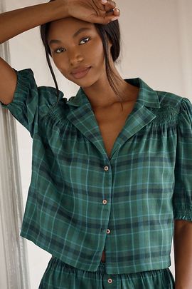 LyreBird Cotton Modal Flannel Pajama Top