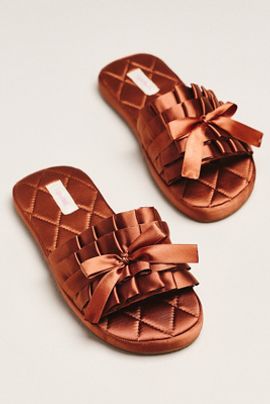 LyreBird Satin Bow Slippers