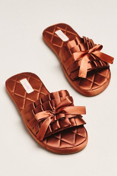 LyreBird Satin Bow Slippers