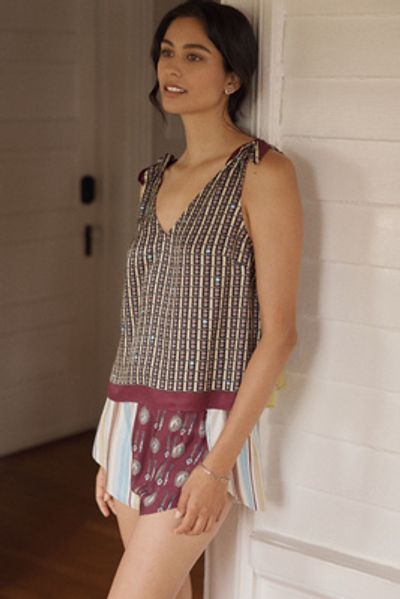 LyreBird Silken Printed Scarf Top