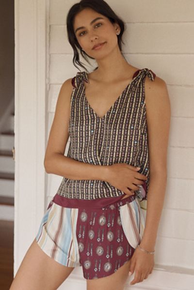 LyreBird Silken Split-Print Shorts