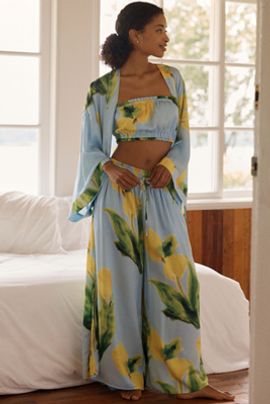 LyreBird Silky Three-Piece Robe Set
