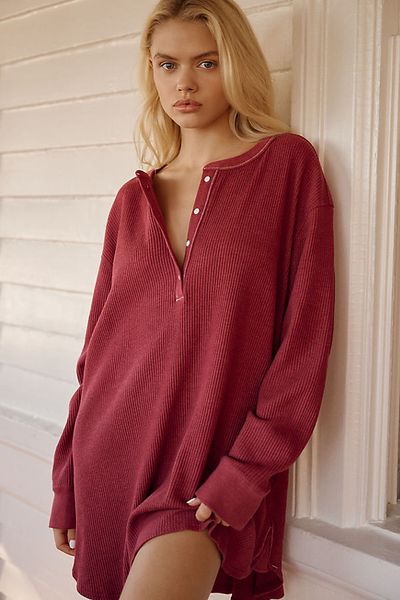 LyreBird Waffle Knit Tunic Sleep Dress