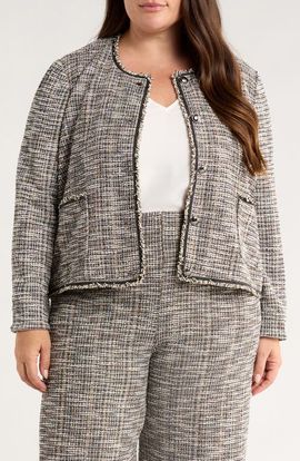 Lysse Lysse Collarless Stretch Tweed Jacket