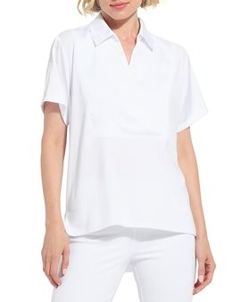 Lysse Lysse Safira Shirt Collar Mixed Media Top