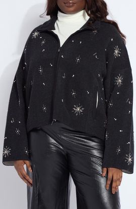 Lysse Lysse Scottie Crystal & Faux Pearl Embellished Knit Jacket