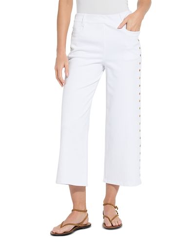 Lysse Lysse Willa Scallop Studded High Rise Crop Jeans in White