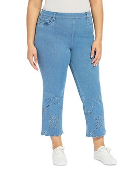 Lysse Plus Lysse Plus Billie Eyelet Straight Jeans in Bleached Blue