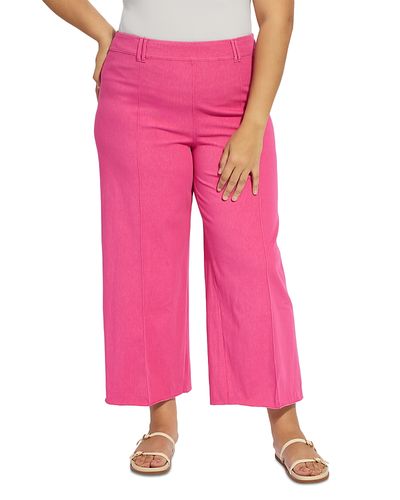 Lysse Plus Lysse Plus Erin Pintuck High Rise Ankle Wide Leg Jeans in Hot Pink
