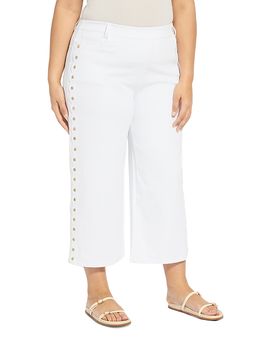 Lysse Plus Lysse Plus Willa Scalloped Studded High Rise Cropped Wide Leg Jeans in White