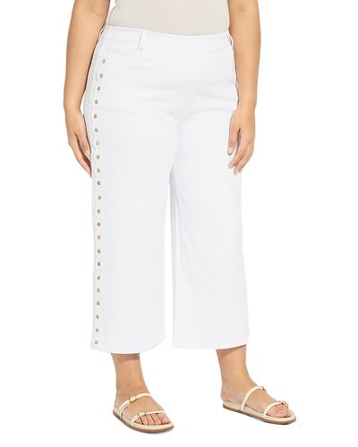 Lysse Plus Lysse Plus Willa Scalloped Studded High Rise Cropped Wide Leg Jeans in White