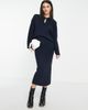 M Lounge M Lounge longline stitchy rib midaxi skirt in french navy - part of a set - 1