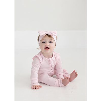 Mabel + Honey Mabel + Honey Amelia Rose Long Sleeve Solid Convertible Romper with Matching Headband