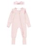 Mabel + Honey Mabel + Honey Amelia Rose Long Sleeve Solid Convertible Romper with Matching Headband - 3