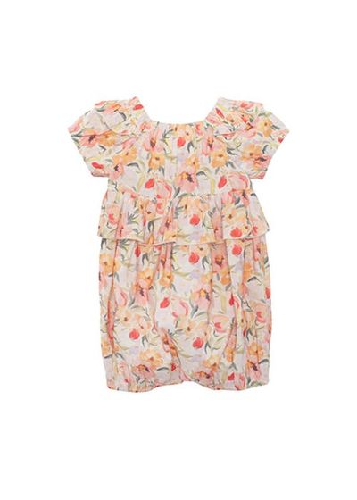 Mabel + Honey Mabel + Honey Blooming Florals Short Gathered Sleeve Romper