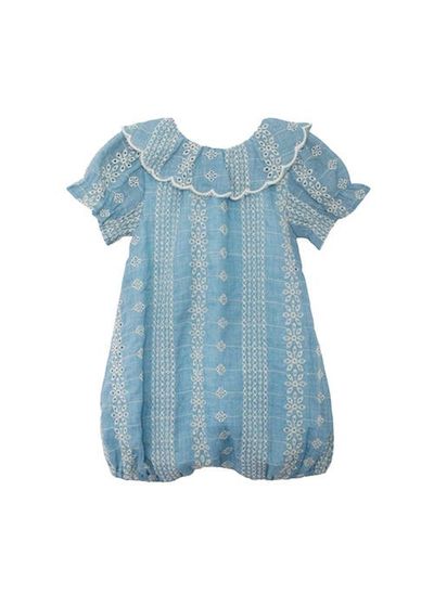 Mabel + Honey Mabel + Honey Delicate Blue Short Sleeve Romper 