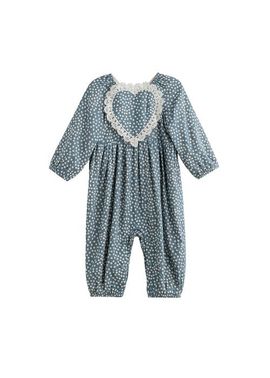 Mabel + Honey Mabel + Honey Dolly Long Sleeve Floral Lace Heart Bubble Romper