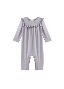 Mabel + Honey Mabel + Honey Maggie Long Sleeve Ruffle Trim Straight Leg Romper