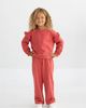 Mabel + Honey Mabel + Honey Red Rosie Long Sleeve Solid Ruffle Trim Cropped Sweater  - 1