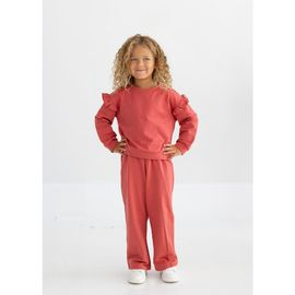 Mabel + Honey Mabel + Honey Red Rosie Solid Wide Leg Elastic Waist Sweatpants 