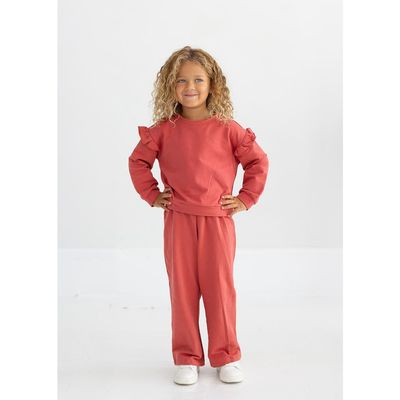 Mabel + Honey Mabel + Honey Red Rosie Solid Wide Leg Elastic Waist Sweatpants 