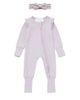 Mabel + Honey Mabel + Honey Soft Meadow Long Sleeve Solid Convertible Romper with Matching Headband - 2
