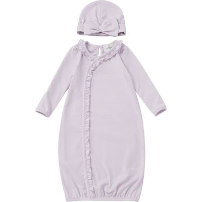 Mabel + Honey Mabel + Honey Soft Meadow Newborn Gowns Solid with Matching Hat