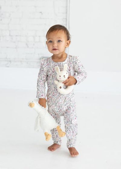 Mabel + Honey Mabel + Honey Whimsical Wildflower Convertible Romper Floral Print with Matching Headband