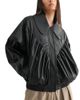 Luvee Mable Faux Leather Oversized Retro Bomber Jacket - 1