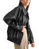 Luvee Mable Faux Leather Oversized Retro Bomber Jacket - 4