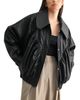 Luvee Mable Faux Leather Oversized Retro Bomber Jacket - 5