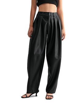 Mable Mable High Rise Faux Leather Pleat Pants