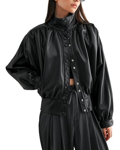 Mable Mable Oversized Faux Leather Bomber Jacket