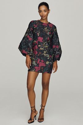 Mac Duggal Brocade Balloon Sleeve Mini Dress