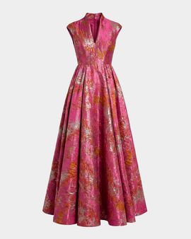 Mac Duggal Brocade Sleeveless Fit && Flare Gown