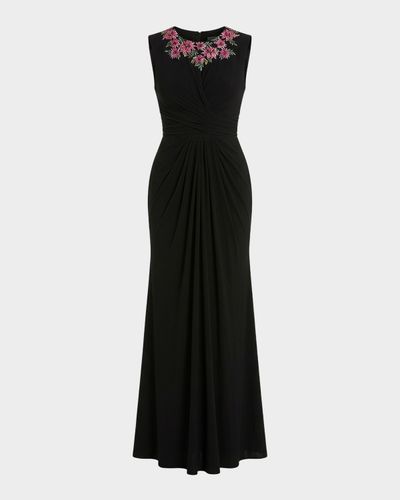 Mac Duggal Crystal-Embellished Jersey Column Gown